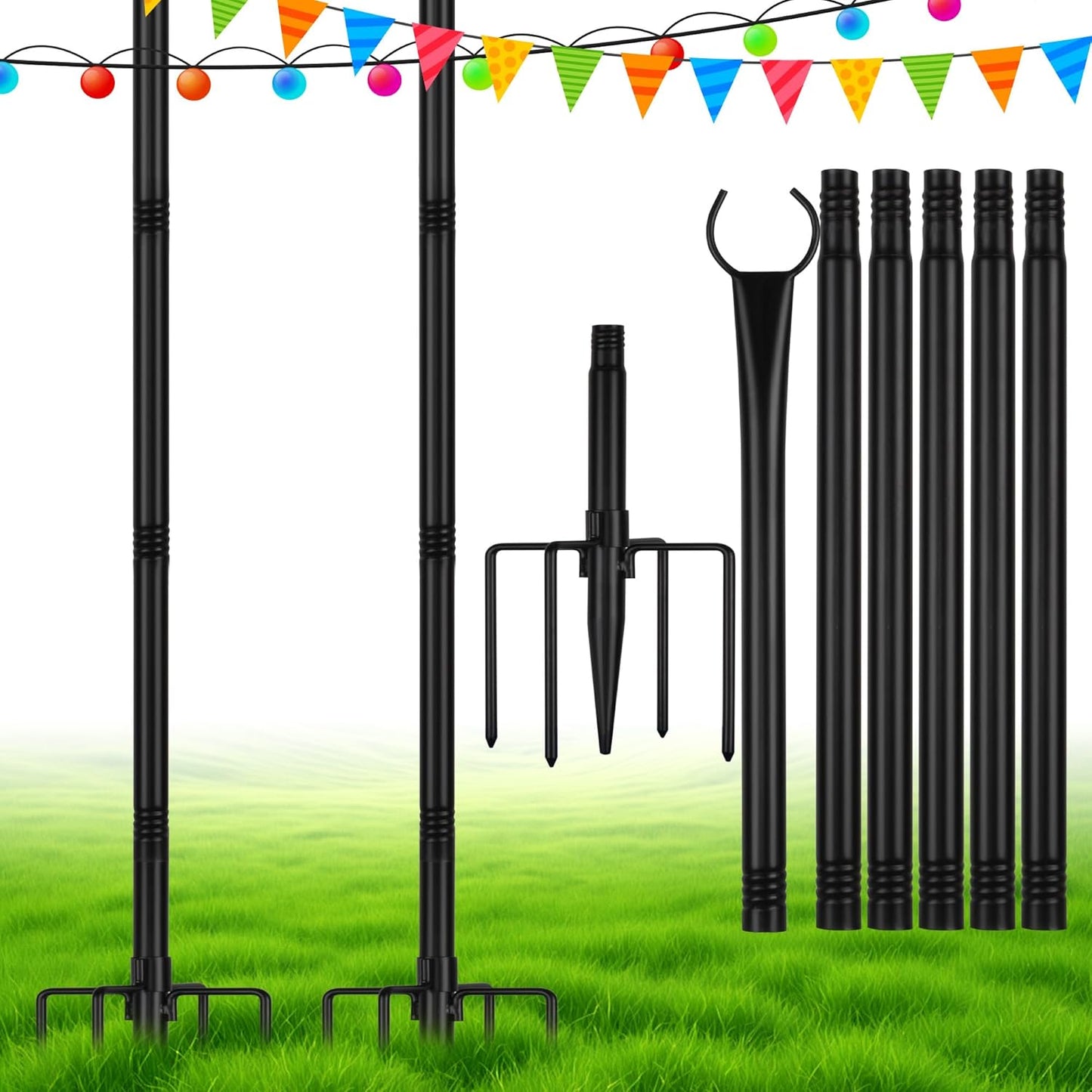 8.5FT Poles for String Lights - Durable Metal Stands for Events
