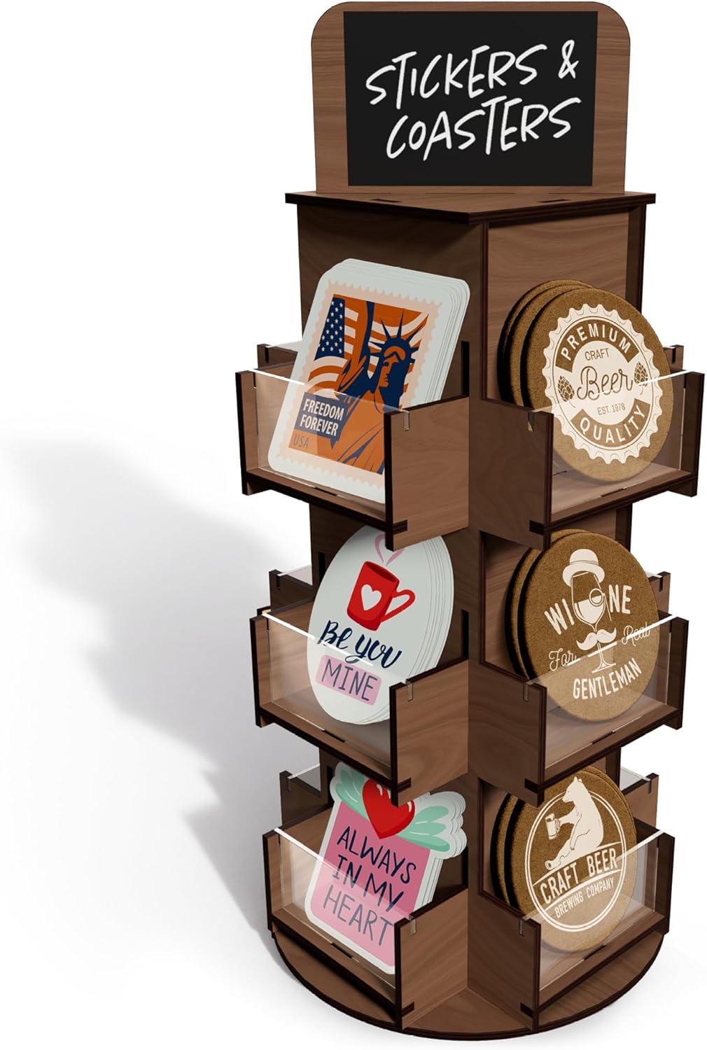 3-Tier Rotating Sticker Display Stand for Vendors and Retailers