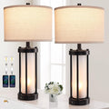 RORIA Set of 2 Modern Table Lamps with USB Ports - Dual Light