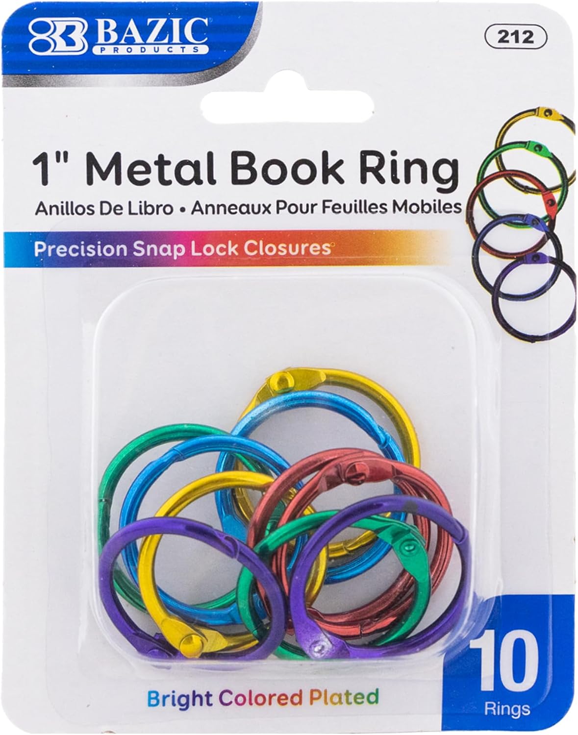 BAZIC Loose Leaf Binder Ring 1 inch for Flash Cards and More