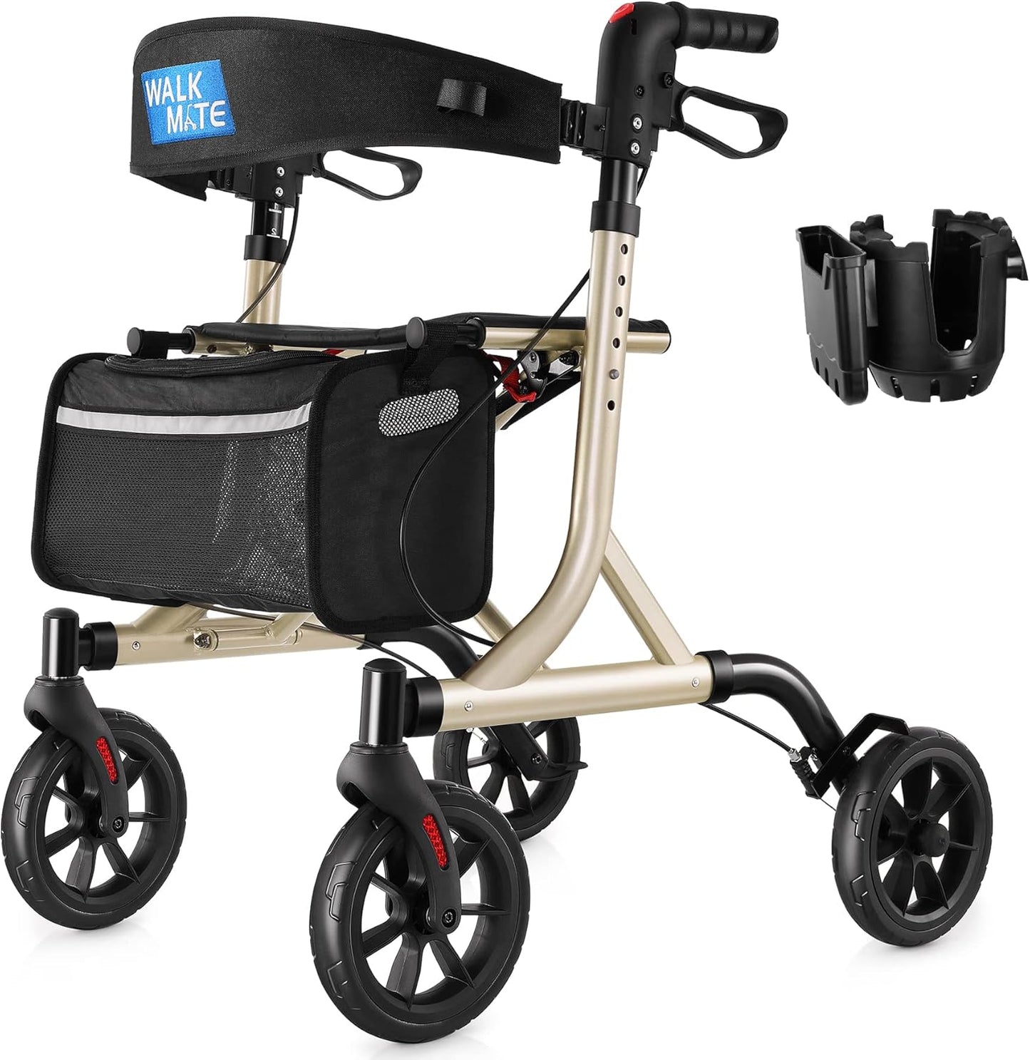 Rollator Walker for Seniors with Cup Holder and Height Adjustment
