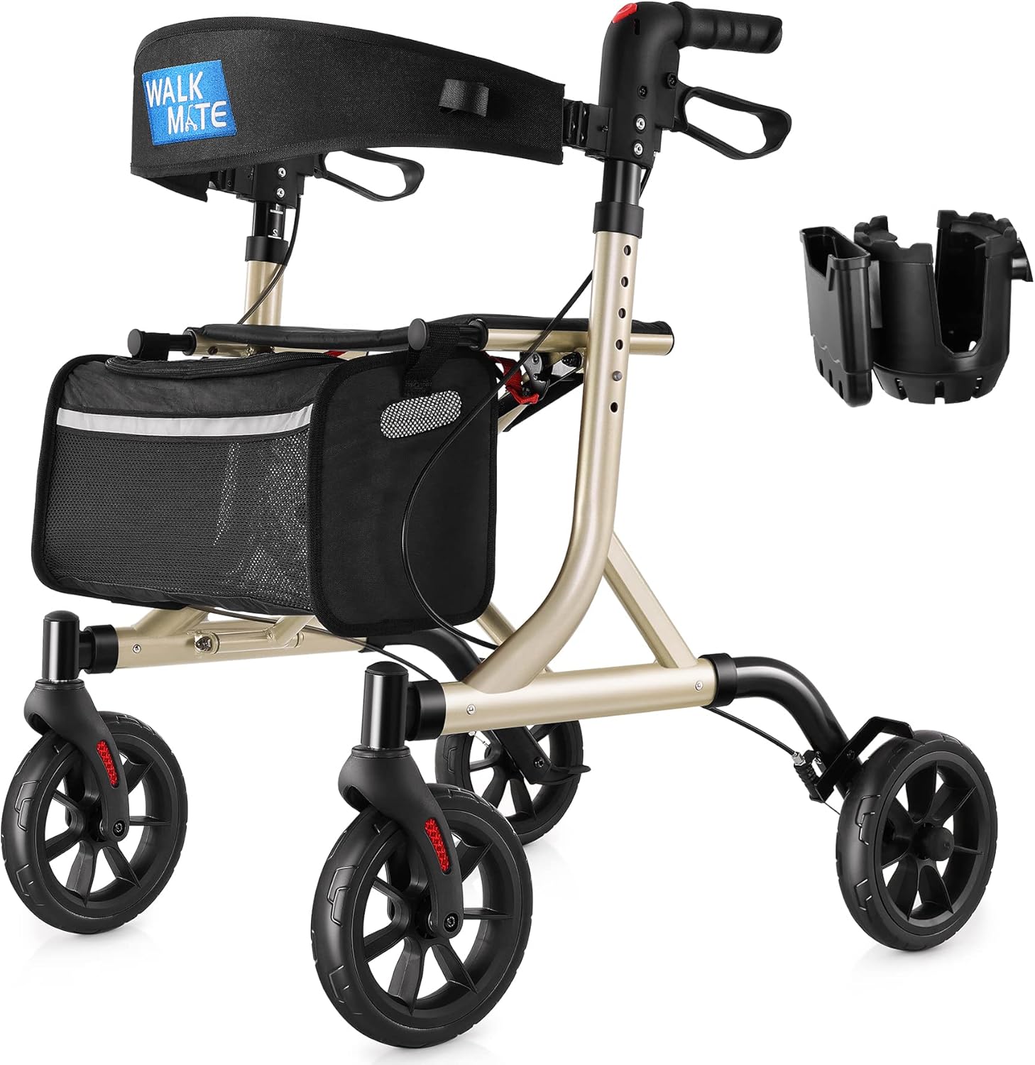 Rollator Walker for Seniors with Cup Holder and Height Adjustment
