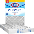 Clorox 20x25x1 Air Filter MERV 13 Pleated - Pack of 4