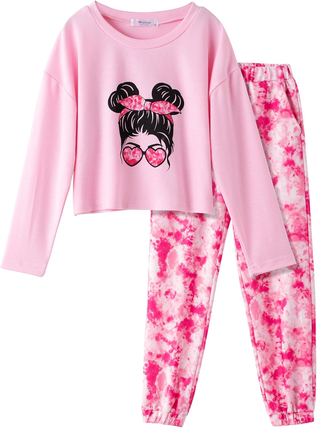 Arshiner Girls Tie Dye Sweatsuits Set for Ages 5-14 Y