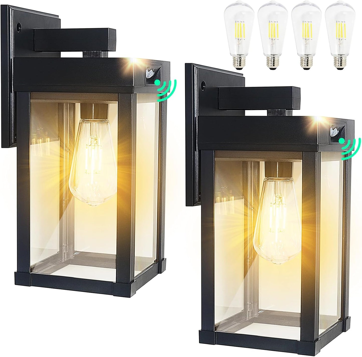 2 Pack Solar Wall Lights Outdoor with Motion Sensor & Modes