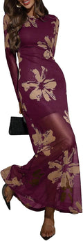 Verdusa Women's Floral Mesh Maxi Dress - Elegant Slimming Cocktail