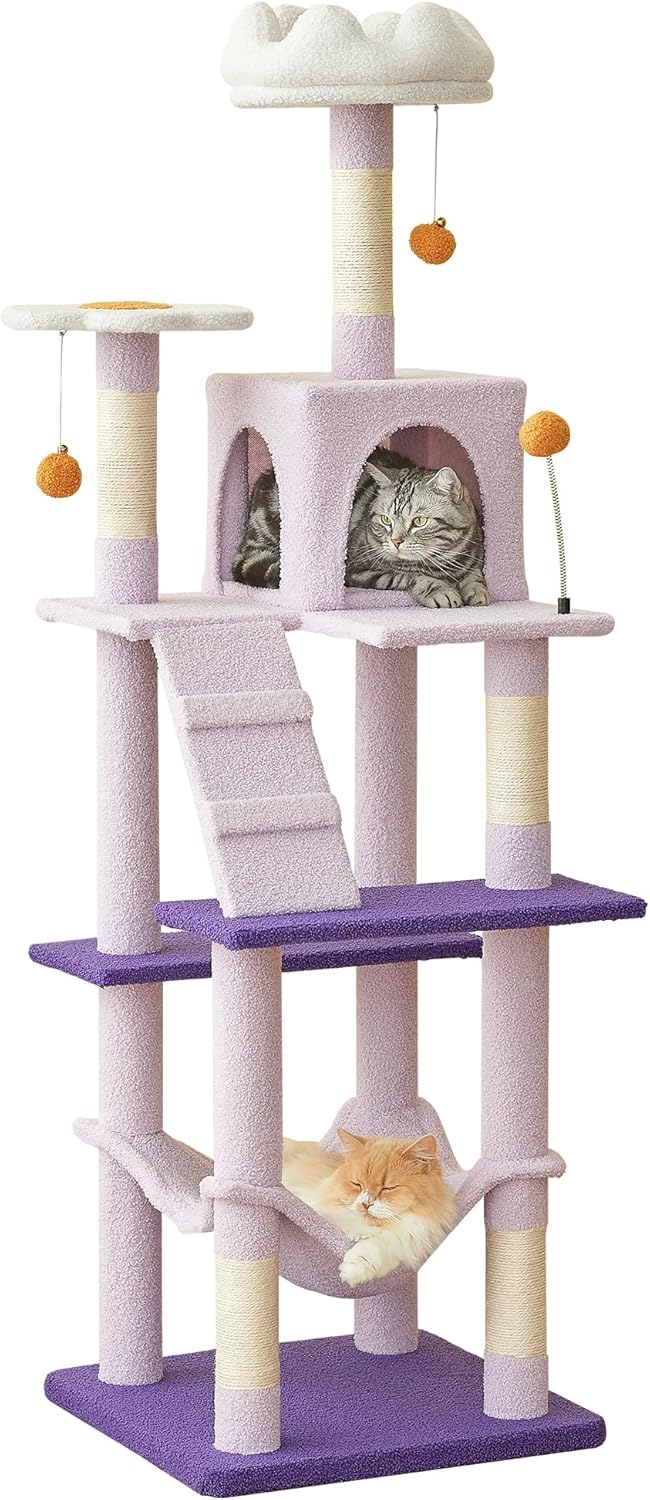 MWPO Flower Cat Tree for Indoor Cats - 63.8in Multi-Level Tower
