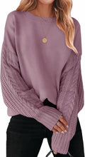 ZESICA Women's Fall Cable Knit Oversized Pullover - Cozy Casual