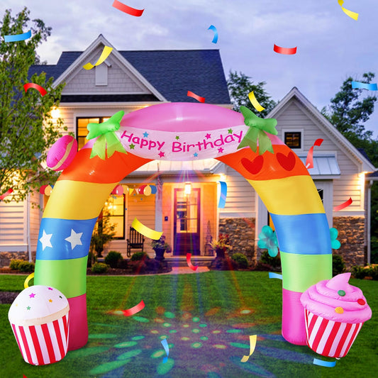 11FT Inflatable Birthday Arch with LED Lights for Celebrations