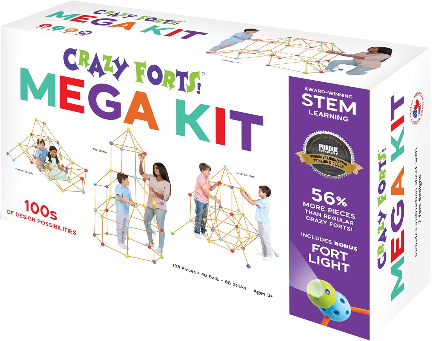 Everest Mega Kit - 108pc Rod & Ball Fort Building Set for Kids