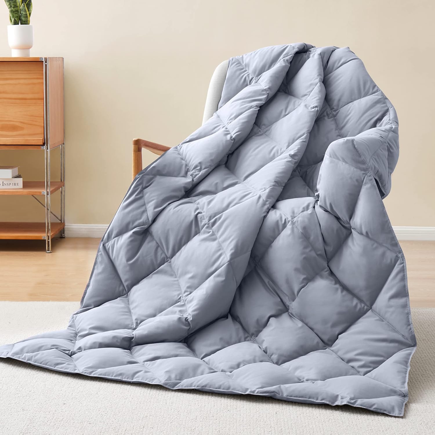 Puredown Lightweight Down Throw Blanket for Cozy Comfort