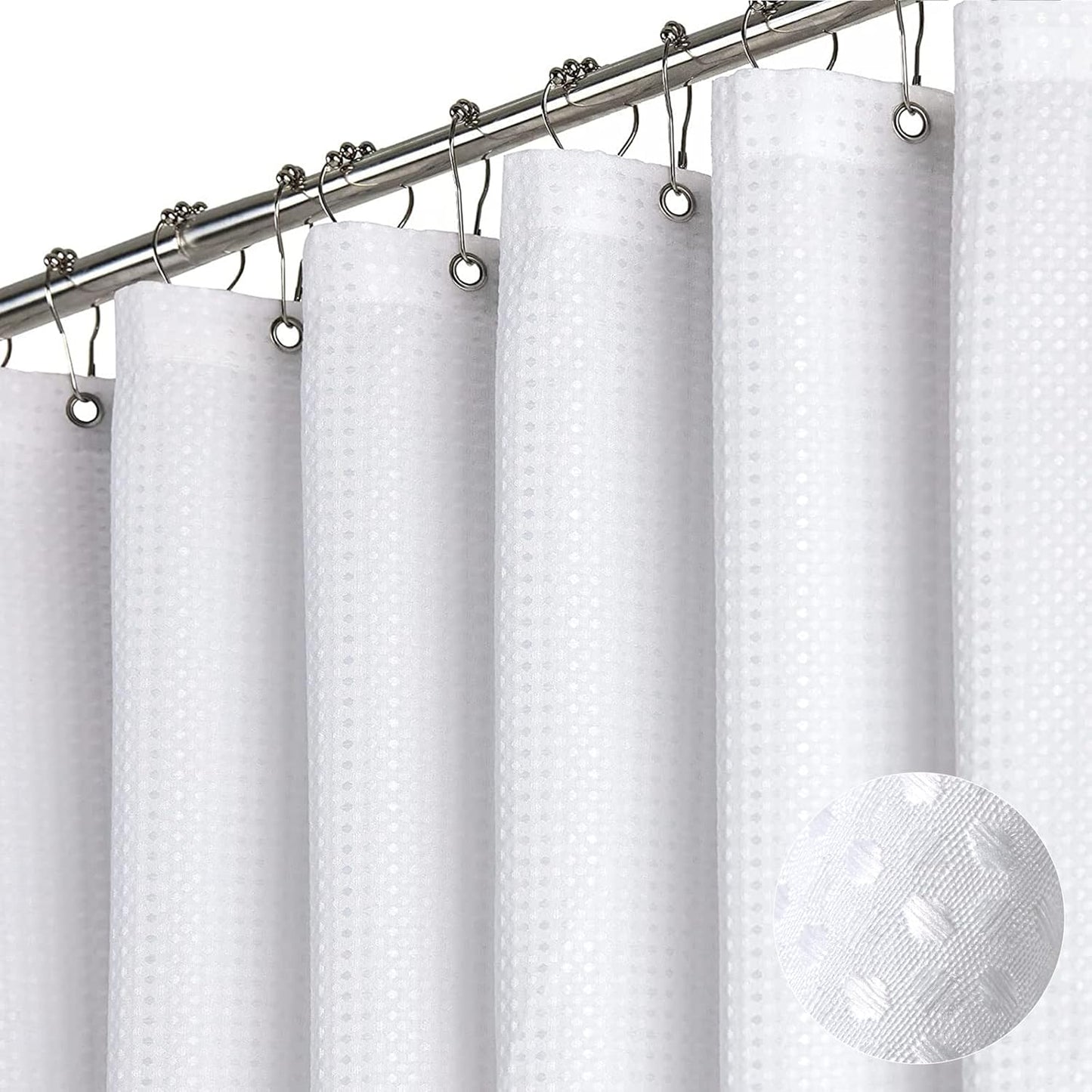Dynamene Small Waffle Weave Shower Curtain - Heavy Duty Cloth