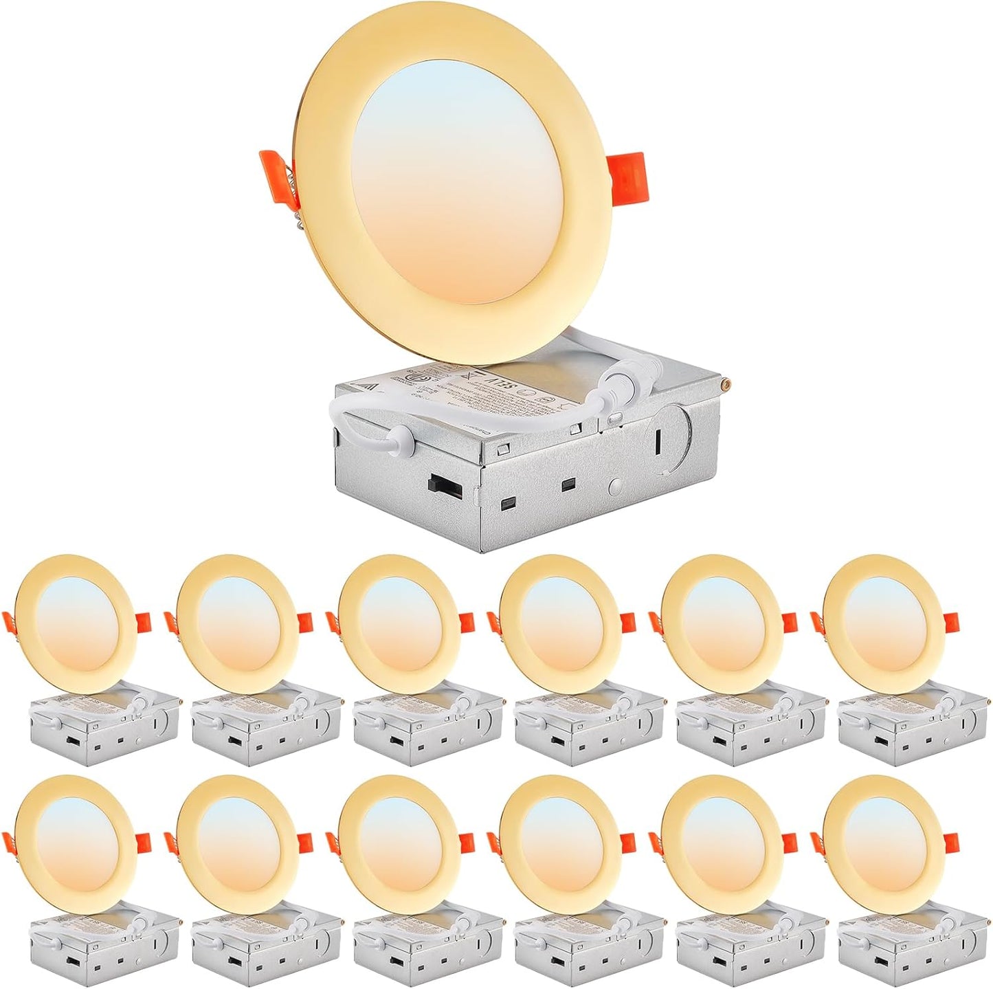 DLLT LED Recessed Ceiling Lights: Ultra-Thin 4 Inch 12 Pack