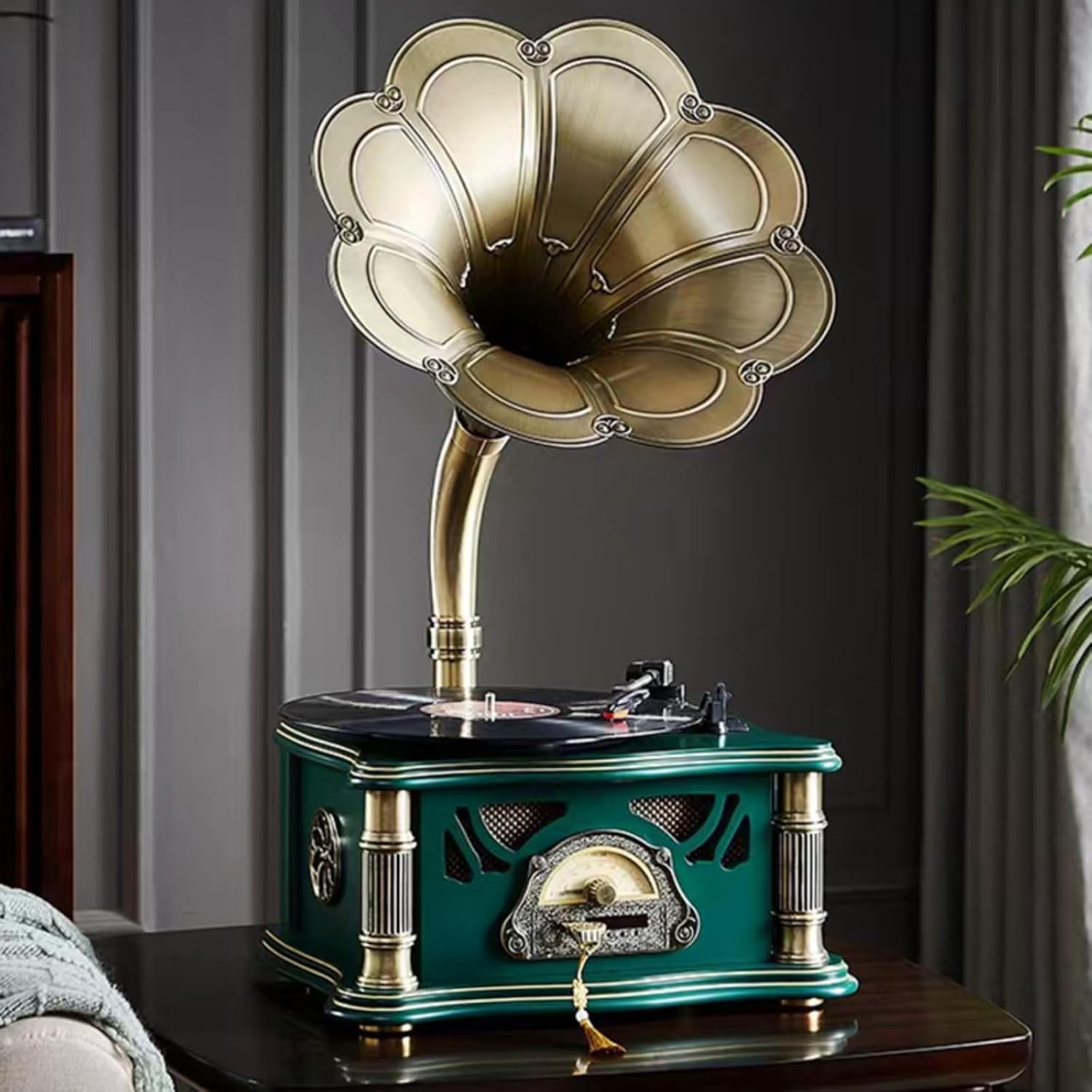 Vintage Gramophone with Bluetooth Output for Vinyl Records