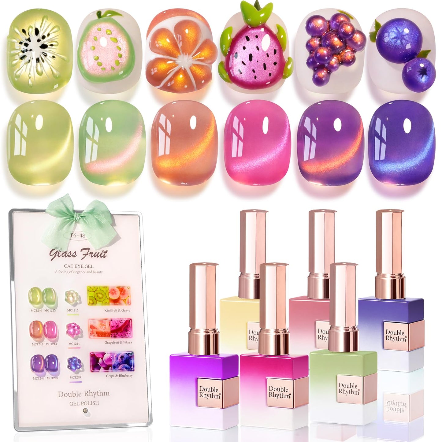 Double Rhythm Gel Nail Polish Set of 6 with Holographic Shine