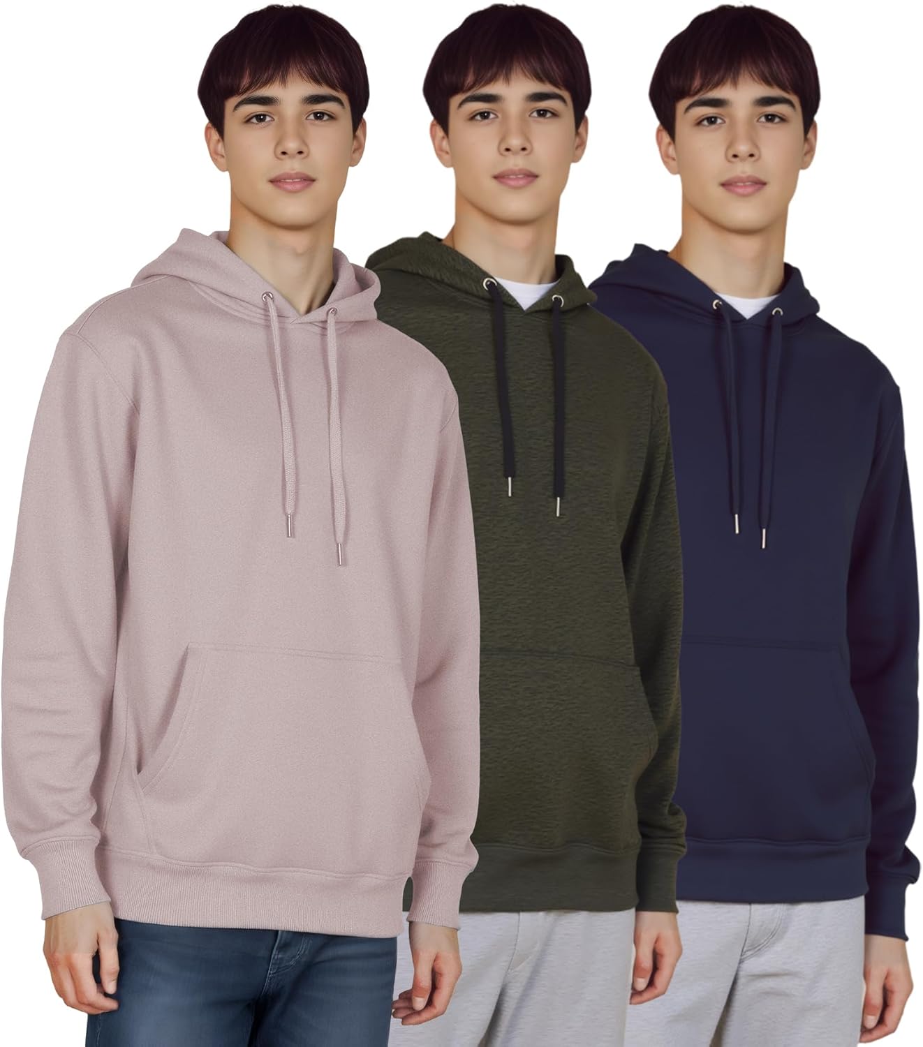 3 Pack Mens Fleece Hoodie Lightweight Athletic Sweatshirt for Men