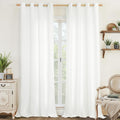 Natural White Linen Curtains 95 in Panels - Textured Privacy Drapes
