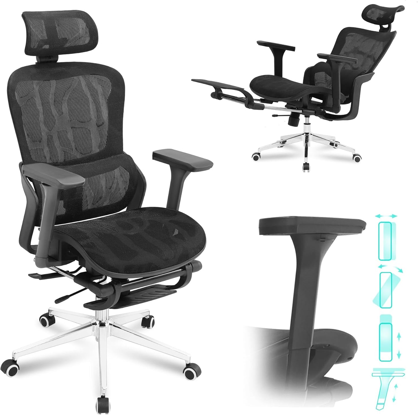 Ultimate Comfort 4D Armrest Office Chair, Big&Tall Support - Rieior