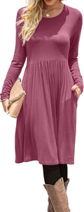 DB MOON Women Casual Long Sleeve Empire Waist Knee Length Dress sure