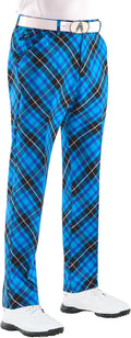 Mens Plaid Golf Pants Relaxed Fit - Cotton Stretch Comfort