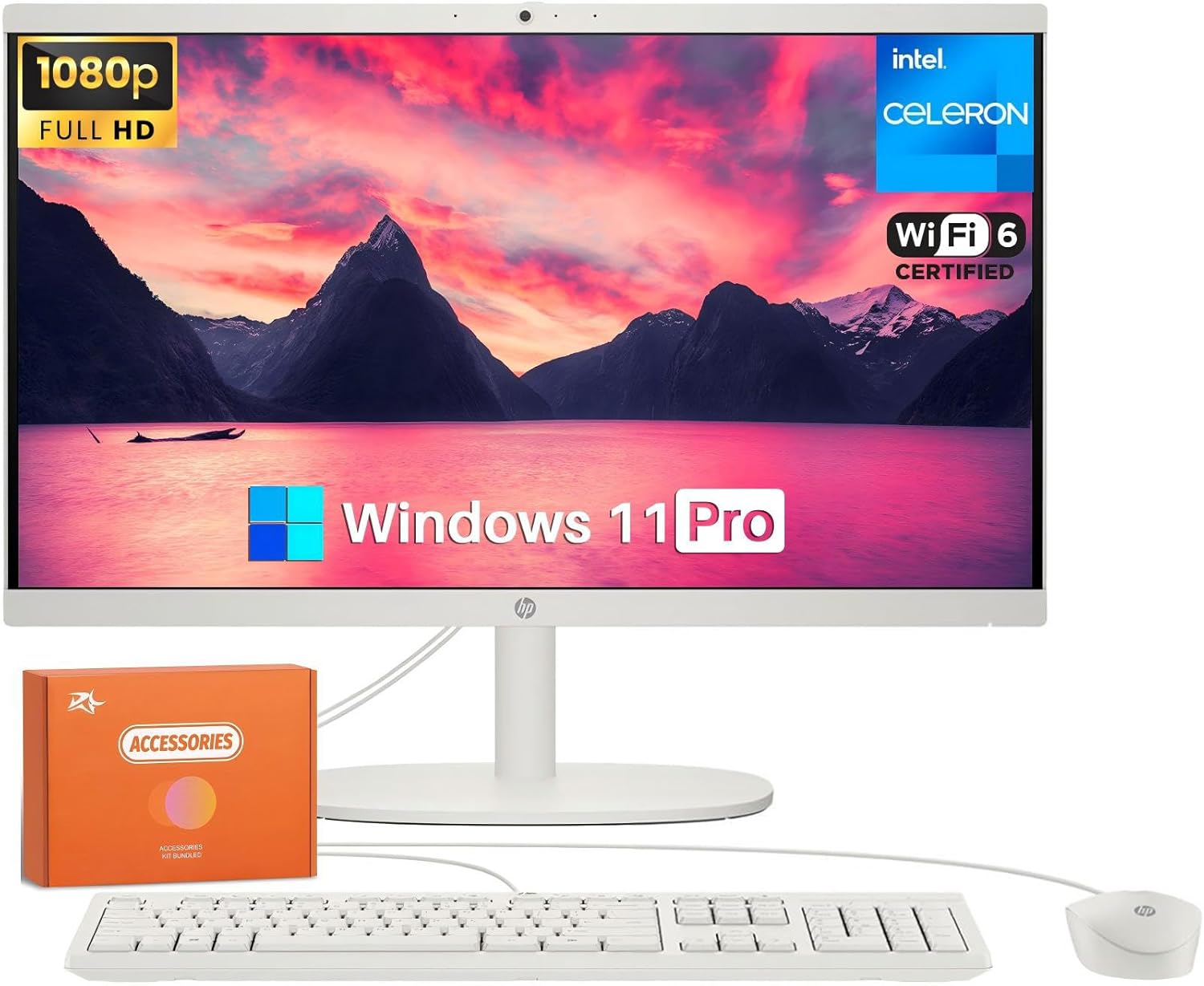 HP All in One Desktop Computer for Home with 21.5 inch FHD