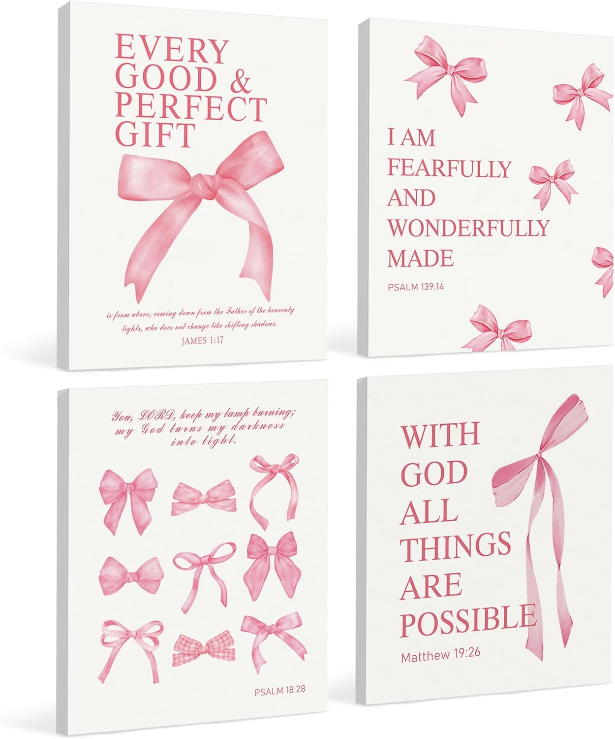 Coquette Pink Bow Canvas Wall Art Prints for Teen Girls Decor