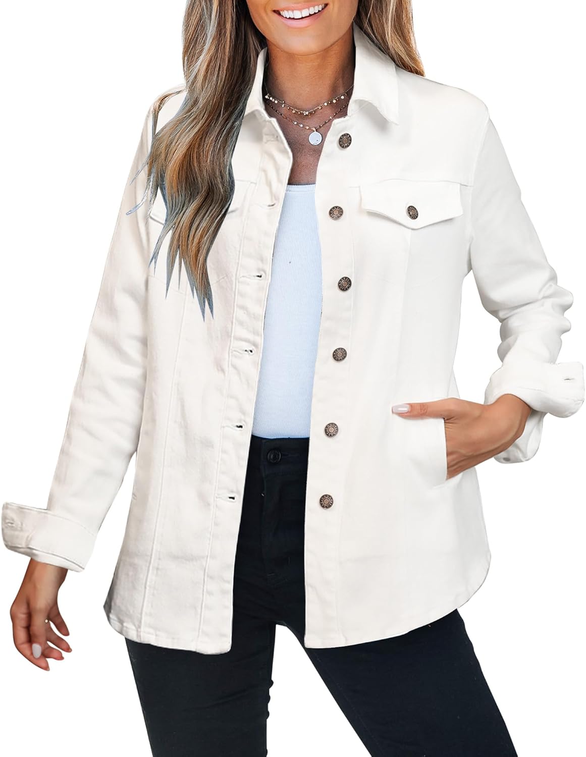 Luvamia 2025 Jean Jackets for Women Fashion Denim Oversized Shacket