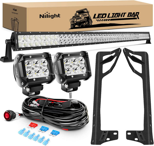 Nilight 52Inch LED Light Bar with Adjustable Mounting Bracket