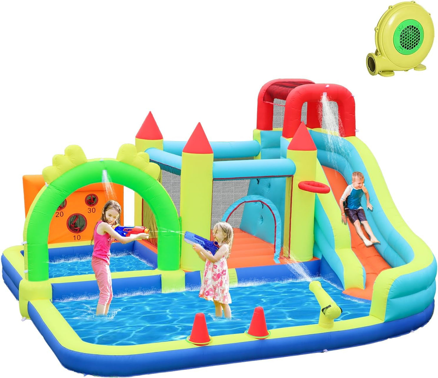 Inflatable Water Slides Park with Splash Pool and Climb Wall