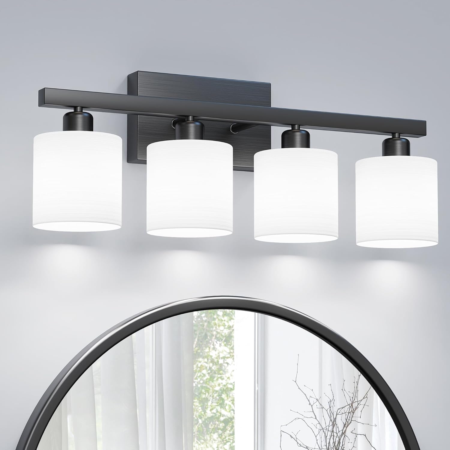 Modern Bathroom Vanity Light with Textured Glass Shade Design