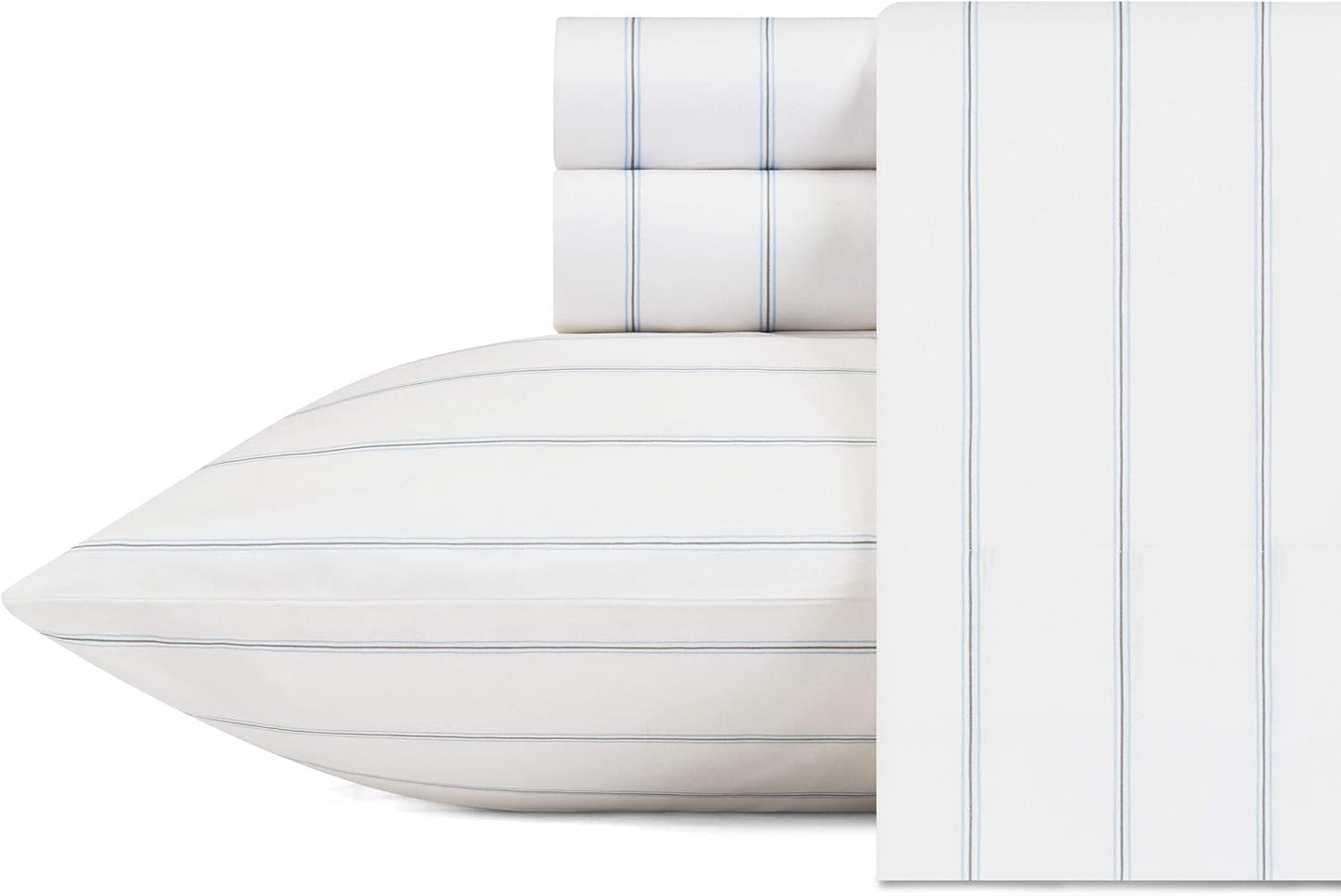 Nautica King Size Sheets Set - Crisp Cotton Percale Bedding