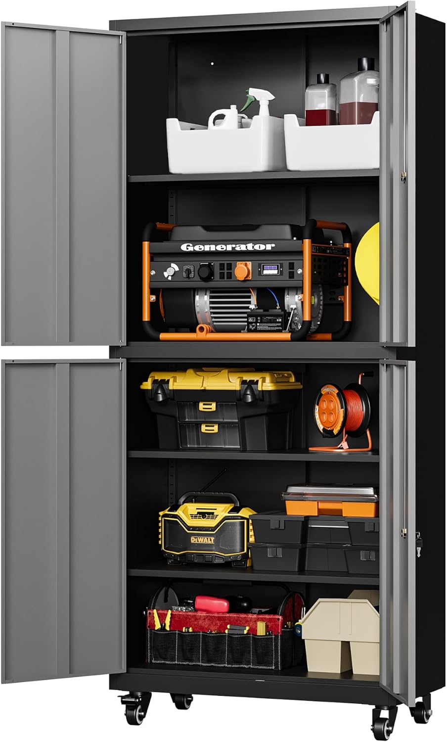 Letaya Metal Garage Storage Cabinet with Wheels for Easy Mobility
