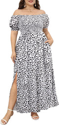 Plus Size Summer Dresses - Boho Off Shoulder Floral Maxi Dress Fashion