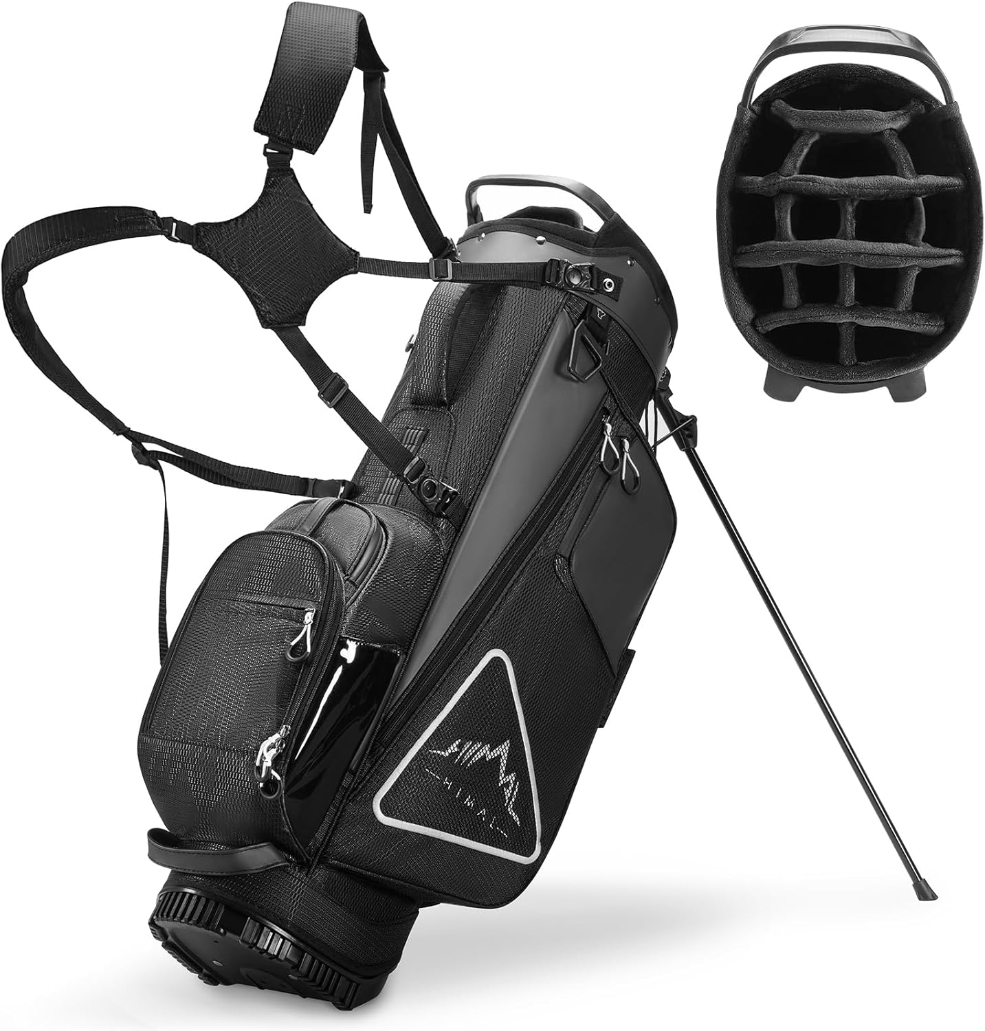14-Way Golf Stand Bag with Premium PU Leather and Plush Top