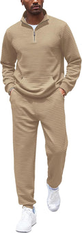 COOFANDY Men's Tracksuit 2 Piece Quarter Zip Sweatsuit (Style XM5J)