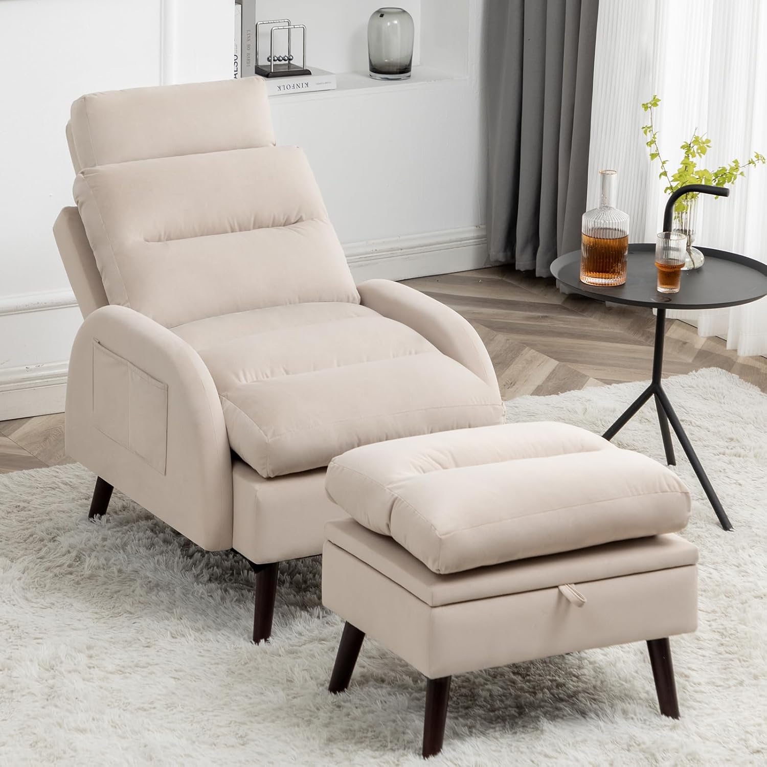 Comfy Velvet Accent Chair & Ottoman Set for Ultimate Relaxation