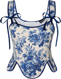 Scarlet Darkness Renaissance Floral Lace Up Bustier Top (Style TF7H)