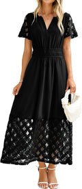 Summer Boho Maxi Dress V Neck Empire Waist - Flowy Beach Dress