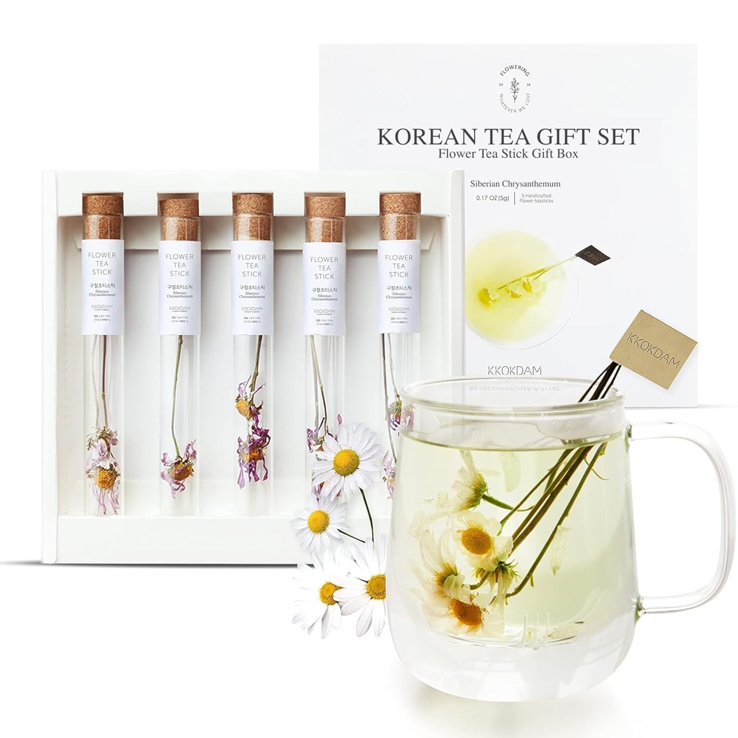 KKOKDAM Tea Gift Set - Premium Flower Sticks for Tea Lovers