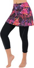 Women Tennis Skirted Leggings with Pockets - Capris Skort