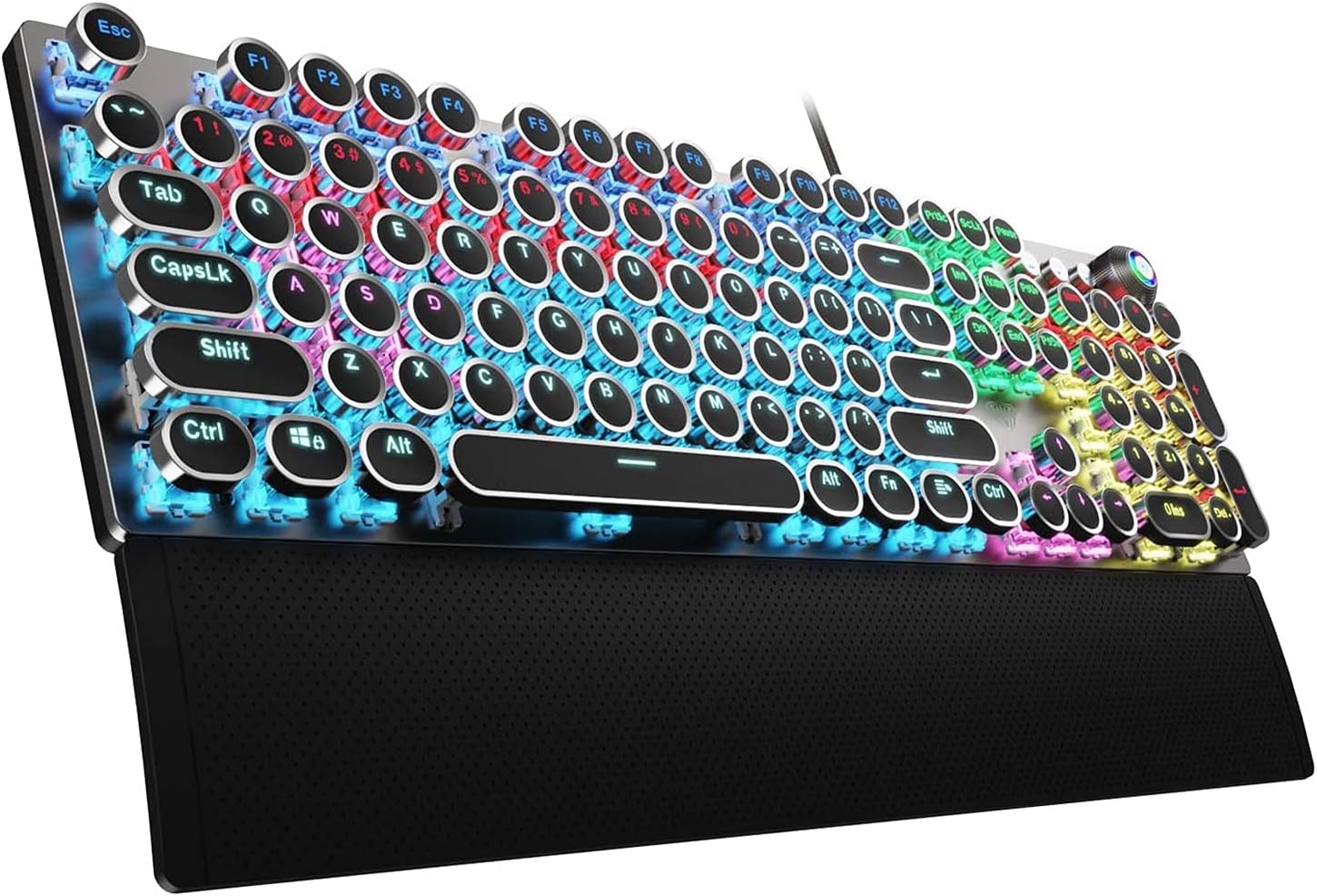 AULA F2088 Retro Gaming Keyboard: Rainbow Backlit & Blue Switches