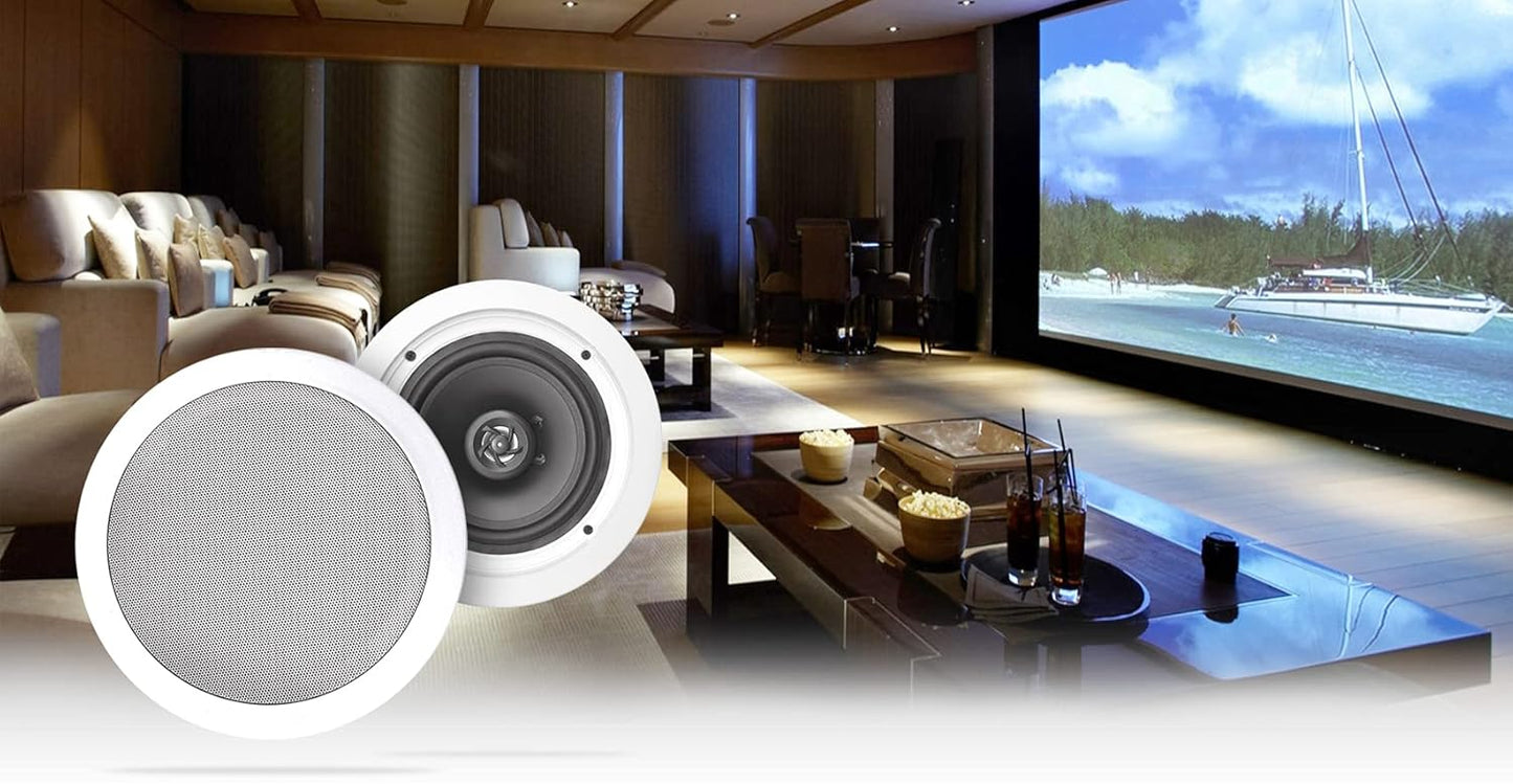 Rockville HC85 8 In-Ceiling Home Theater Speakers for Deep Bass