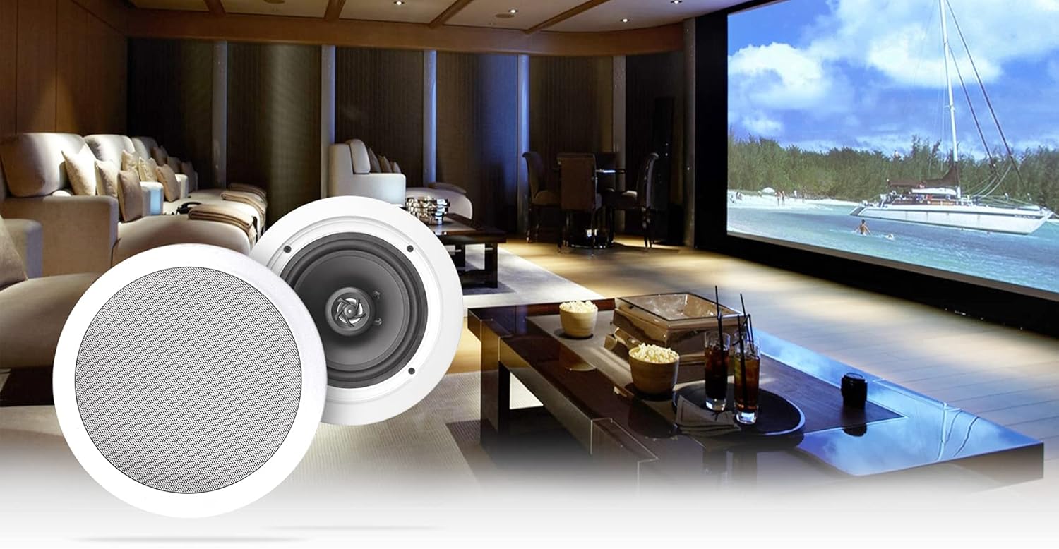 Rockville HC85 8 In-Ceiling Home Theater Speakers for Deep Bass