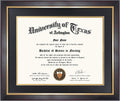 11x14 Wood Diploma Frame with Black Mat and Gold Trim Design