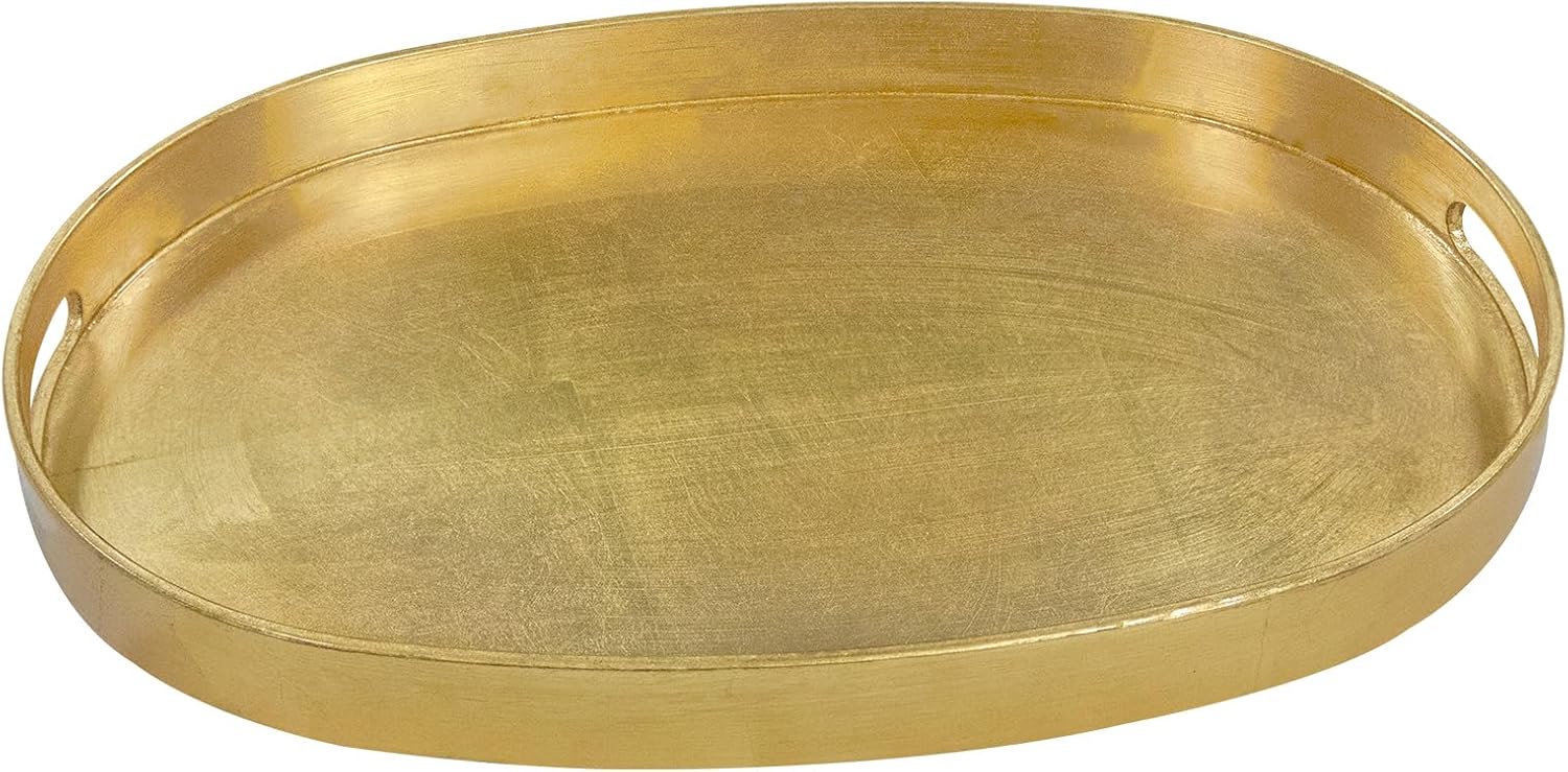 MAONAME Gold Decorative Tray with Handles for Stylish Living