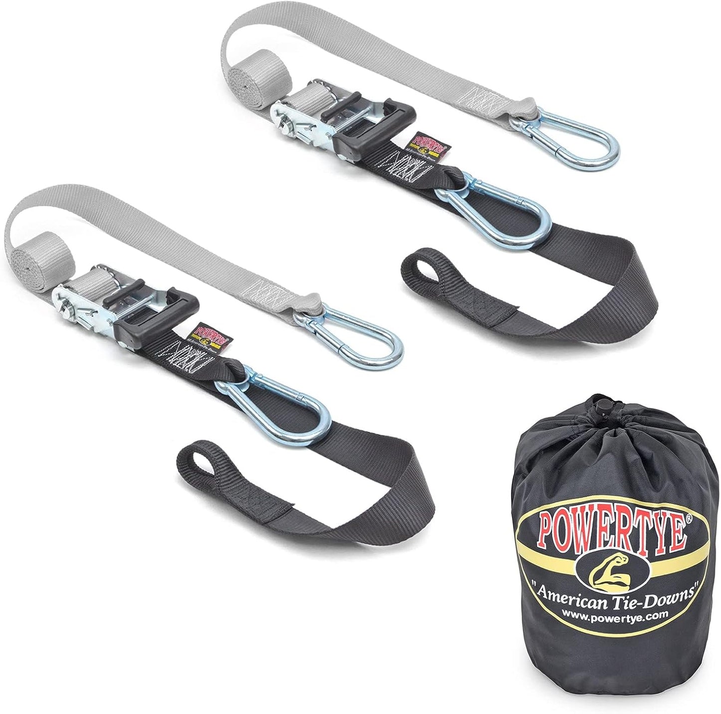 PowerTye Heavy Duty Ratchet Tie Down Straps for Secure Transport