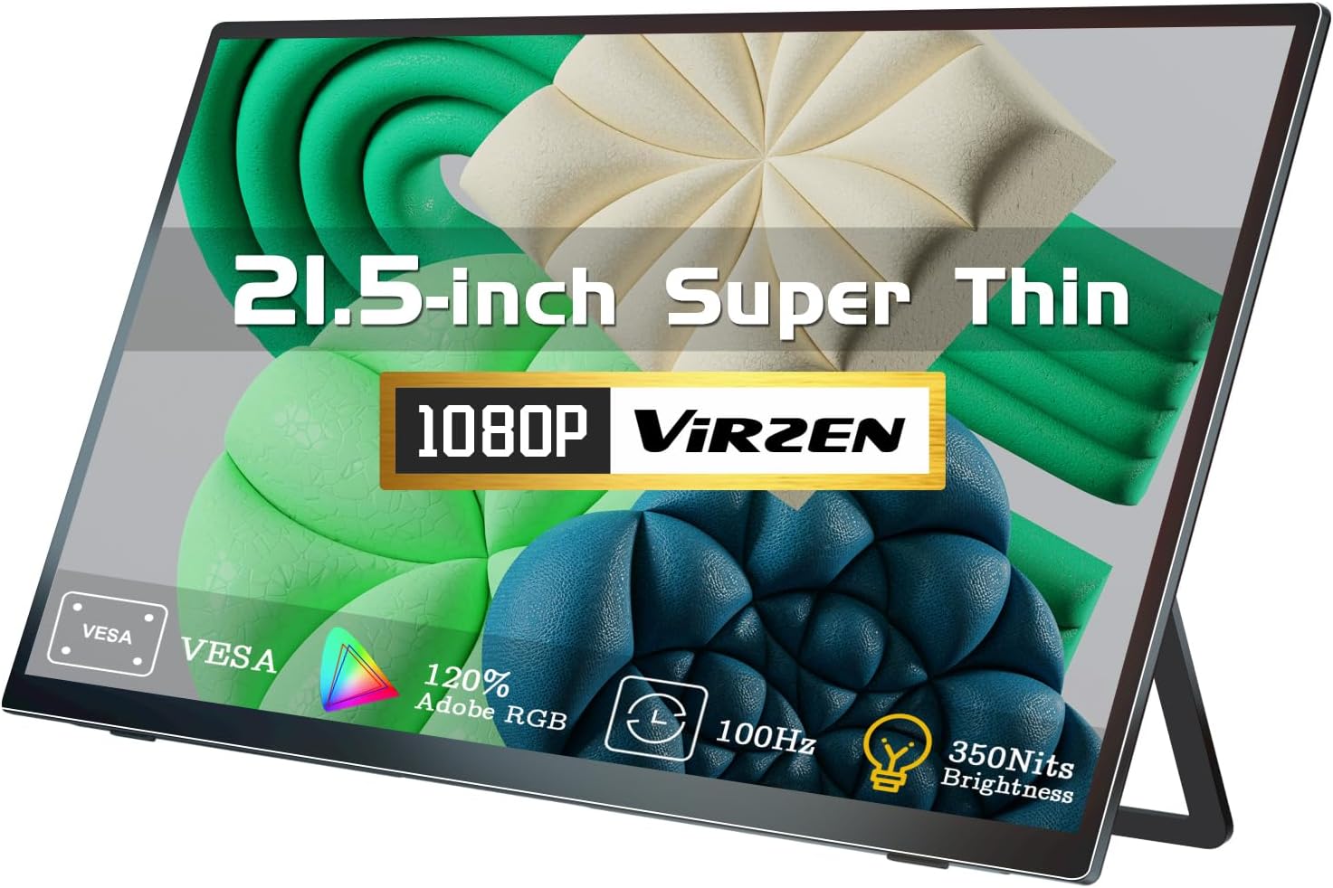 Ultimate Travel Companion: Virzen 21.5 1080P FHD USB-C Monitor