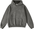 Mens Plush Acid Wash Hoodie Oversized Pullover - Warm, Baggy Fit
