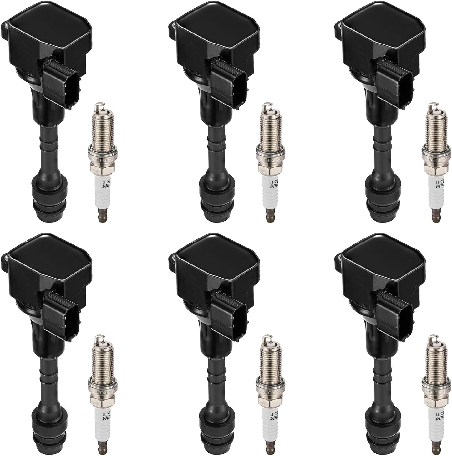 Ignition Coil Pack UF349 and Iridium Spark Plug 6376 for Nissan