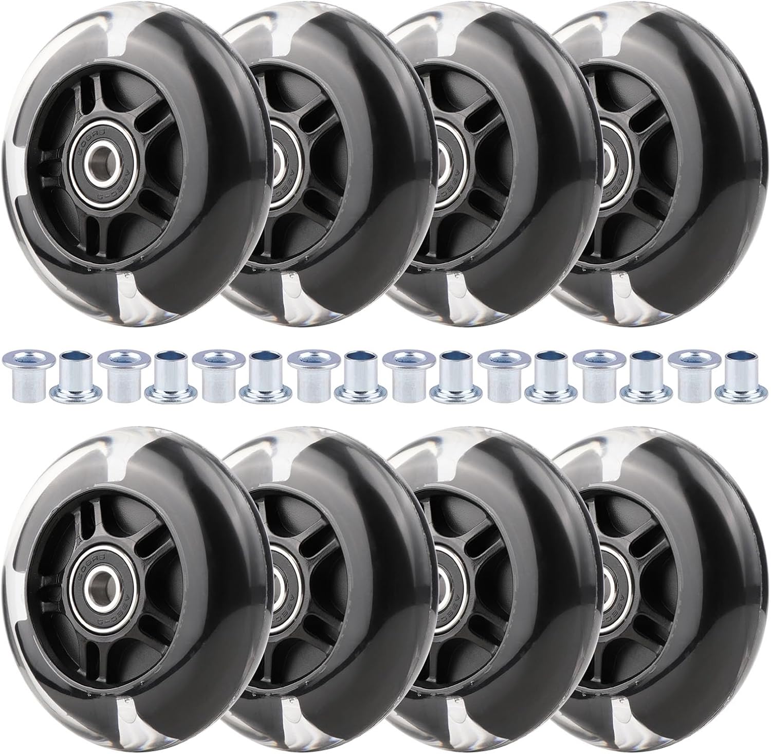 8pcs Inline Skate Wheels with LED Lights for Kids and Youth